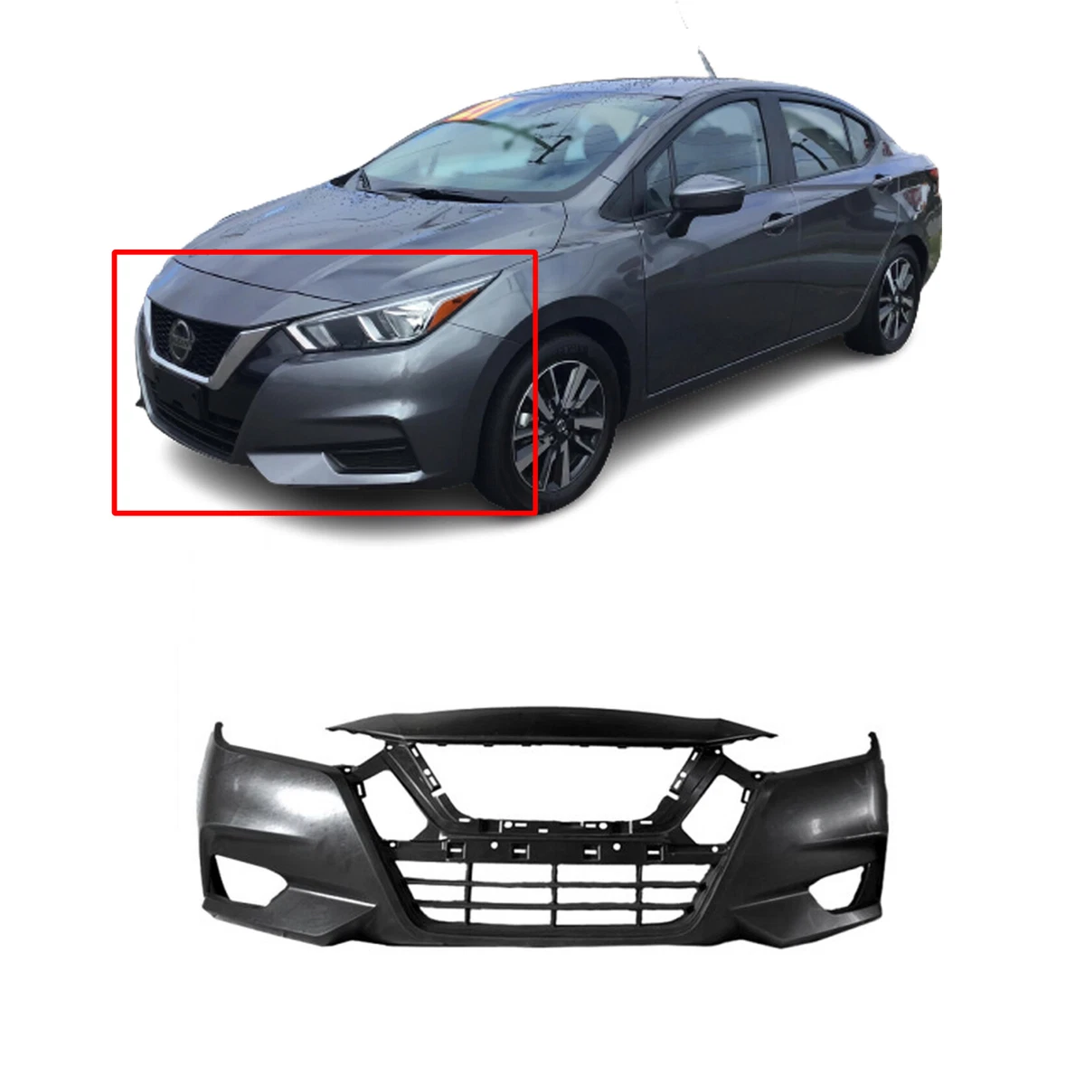 Front Bumper Cover For 2020-2022 Nissan Versa Primed 620225EE0J 