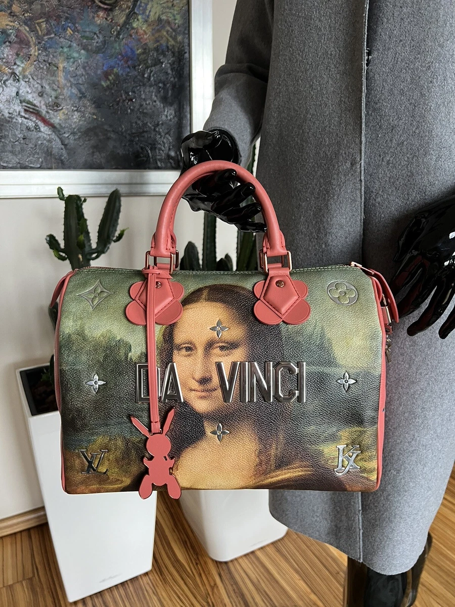 Custom Painted Authentic Louis Vuitton Speedy bag, with Mona Lisa