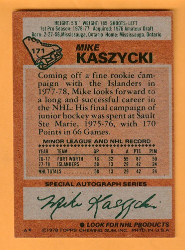 Mike Kaszycki New York Islanders 1978-79 Topps #171 12H - Foto 2 di 2