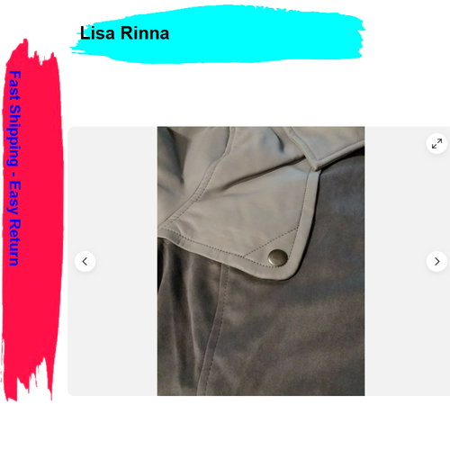 New Lisa Rinna Black Faux Suede & Leather Moto Jacket Charcoal Size 6 - Picture 4 of 4