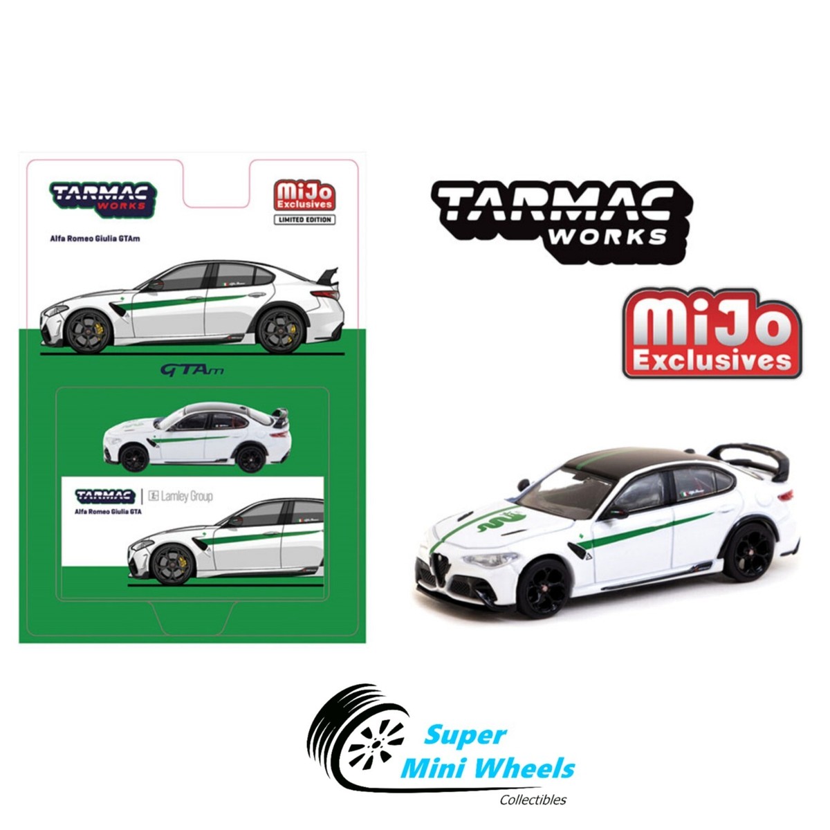 Tarmac Works 1:64 Alfa Romeo Giulia GTAm – White Green