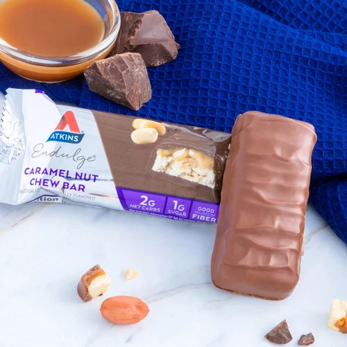 Atkins Endulge Treat, Caramel Nut Chew Bar, Keto Friendly, 30 Ct (Value Pk) - Foto 8 di 9