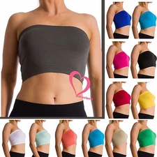 Women Seamless Strapless Bra Bandeau Fits Fashion Tube Top Sports Bra Yoga Shirt