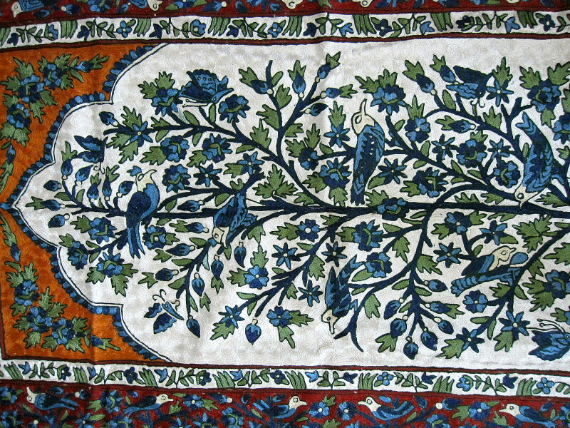 Tapis de prière soie Cachemire arbre de vie fait main - Décoration