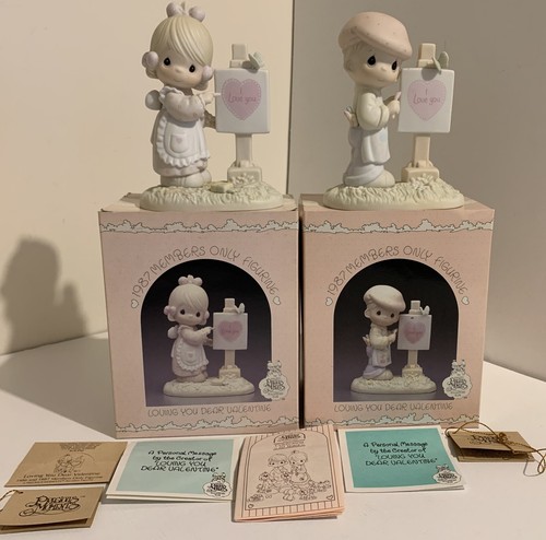Precious Moments "Loving You Dear Valentine" 1987 Figurines PM-873/874 ...
