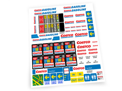 STICKERS for COSTCO GASOLINE PETROL STATION TOY SET 1253 1255 TOYS MODELS ETC