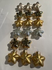 Lot of 17 Glass Star Ornaments - Shades Of Silver And Gold