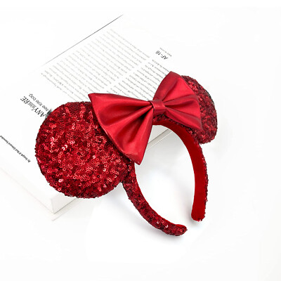 Disney Parks Minnie Ears Pirate Disneyland Red Sequin Bow Headband US Ship Disney main image 3