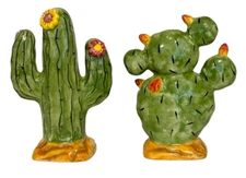Clay Art Flowering Cactus Salt and Pepper Shakers