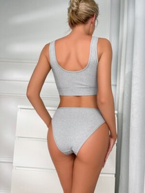 Women's Sexy Bra and Panty Sets Cute Rhinestone Heart Ring Linked Lingerie Set