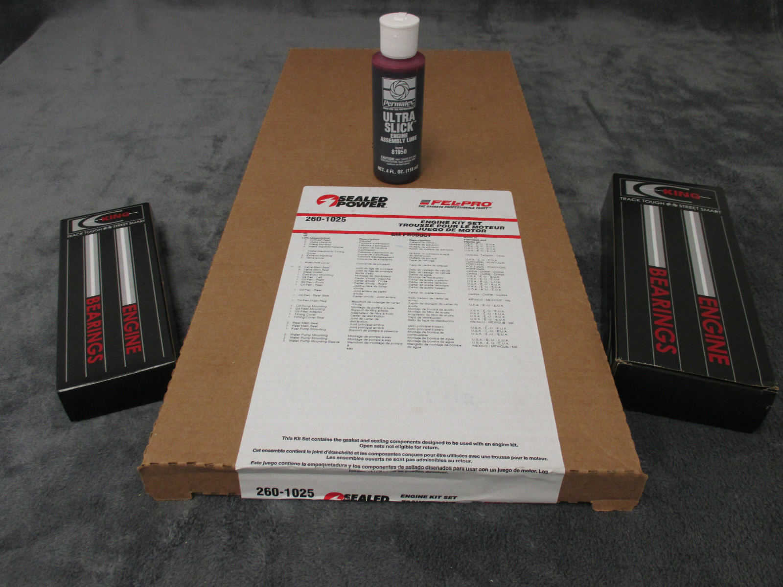 Ford 302 198385 Felpro gaskets/King rod/main bearings W/Lube Se Habla