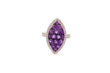 Sterling Silver 925 Amethyst White Topaz Ring Size 8