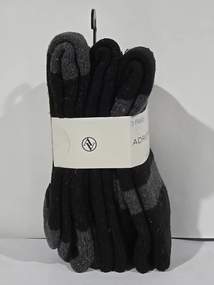 Meias Bota Feminina Adrienne Vittadini Sapato Tamanho 5-10 3 Pares NOVO Preto/Cinza - Imagem 3 de 4