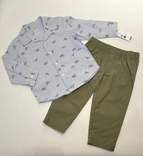 Carters Baby Boy Clothes 18 Months Pants Button Down Shirt 2 PC Set Dinosaurs