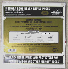 NEW/SEALED PIONEER MEMORY BOOK BLACK REFILL PAGES 12X12 MB-10