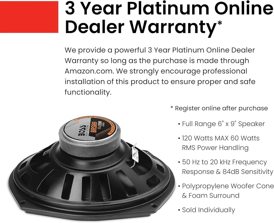 BOSS Audio Systems BRS69 6 x 9 Inch Replacement Car Door Speaker - 120 Watts...  - Image 2 of 4