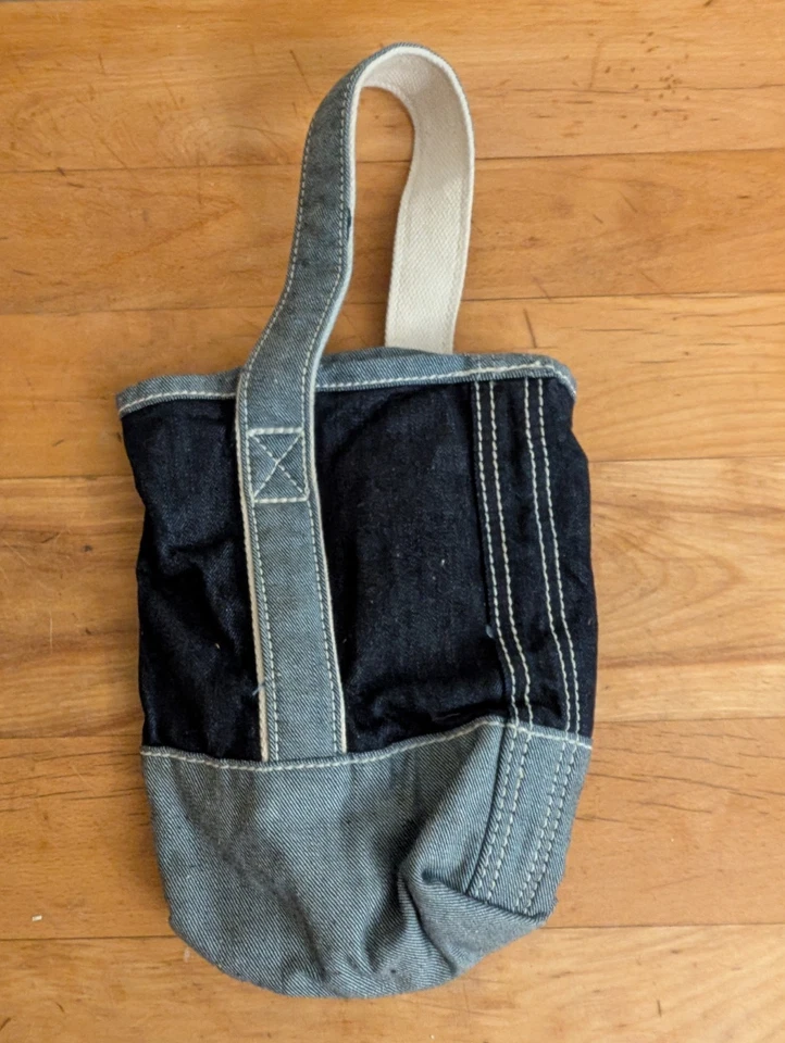 Bolso de Mano Vintage Lands End Botella de Vino Caddy Azul Denim Lona Foto 2 de 4