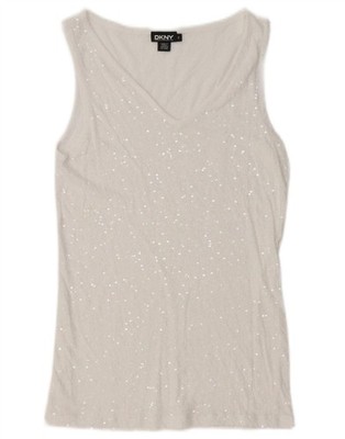 DKNY Damen ärmelloses Blusentop UK 10 Small weiß DA06