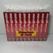 10 Pack Maxell High Grade 6 Hour T-120 VHS Blank Tapes New Sealed