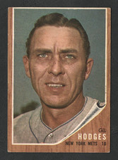 1962 Topps Baseball Card #85 Gil Hodges – New York Mets