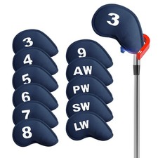 Golf Iron Head Covers Magnetic Soft Protection Printed Numbers Navy Blue