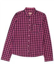 Hollister Womens Shirt UK 14 Medium Pink Gingham Cotton BN08