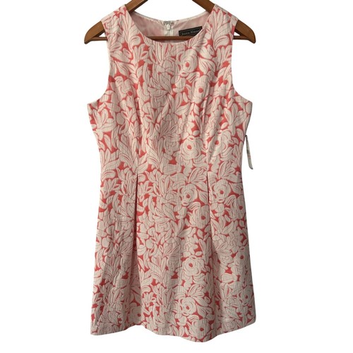Jessica Howard Coral White Fit & Flare Crew Neck Sleeveless Lined Dress Size 10
