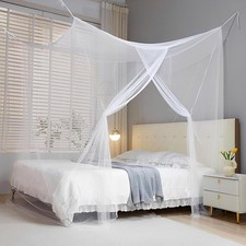Mosquito Net for Single to King-Sized Beds, One Side Opening Canopy Netting Curt
