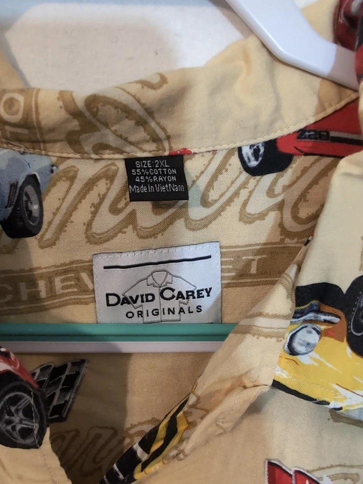 David Carey Originals Z06 Camaro All Over Button Up S/S Camp Shirt SZ 2XL  - Image 4 of 4