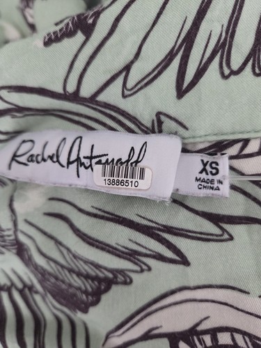 Rachel Antonoff Green Rooster Print Silk Shirt Size XS AS IS - Picture 7 of 8