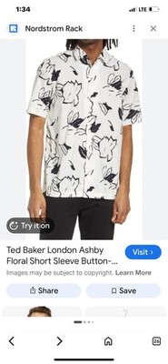 Ted Baker London Bottom Down Shirt 6 Men's  Short Sleeve