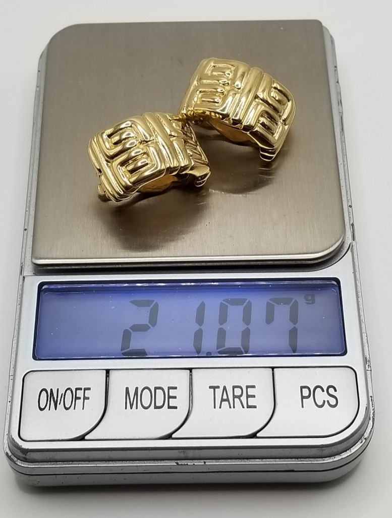 Vintage Givenchy Paris New York Logo Hoop Gold Tone Clip on Earrings thumbnail 21