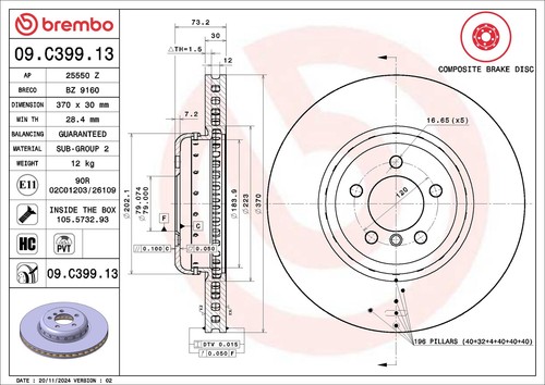 2x Brake Discs Pair Vented fits BMW 335 3.0 Front 11 to 16 N55B30A 370mm Set New - Picture 2 of 8