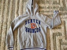 Denver Broncos Sweatshirt Youth Small Gray NFL Football Pullover Logo Hoodie