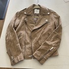 Mango Genuine Leather Soft Suede Motorcycle Biker Jacket Tan Women’s XXS EUC