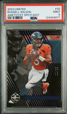 2023 PANINI LIMITED #32 RUSSELL WILSON AMETHYST SPOTLIGHT /25 PSA 9