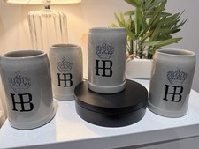 Vintage (1960s) Set of 4 HB Hofbrauhaus Germany 0.5L Stoneware Beer Stein Mugs