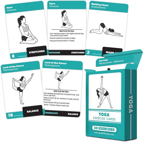 3 Pack - Exercise Cards - Yoga Poses Volume 1 & 2 + Bodyweight white, blue - Picture 2 of 9