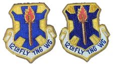 (1 PAIR) 4 X 3-1/4" U.S. MILITARY PATCH~ 12TH FLY TNG WING