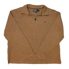 Polo Ralph Lauren Mens Quarter Zip Pullover Sweater Brown Cotton Large