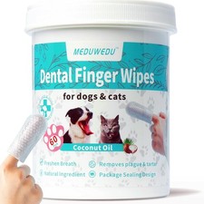 Dental Care Finger Wipes 60 Counts,Teeth Cleaning Finger Wipes for Dogs 