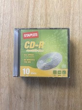 Staples CD-R 52x700MB 80 Minutes 10 Pack With Jewel Cases New See Description