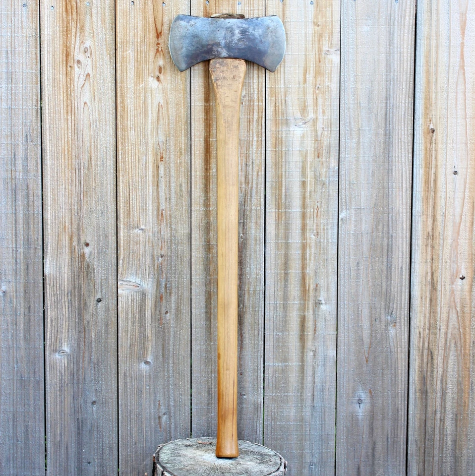 Cabezal de hacha de doble broca Vaughan Supersteel de colección 9 3/8” L, 3 lb, 35" de largo, hecho en EE. UU., CONTENEDOR Foto 3 de 4