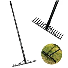 Heavy Duty Bow Rake with Stainless Steel Handle for Farming Land Management Leaf