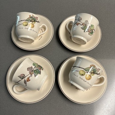 Noritake Country Diary Crab Apple Cup & Saucer Set of 4 Ireland 1977