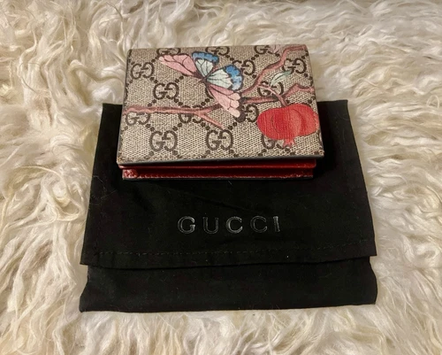 MAGNIFIQUE authentique sac à main portefeuille GUCCI GG Supreme Tian double pli toile enduite
