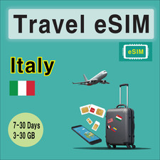 [eSIM] Italy Travel SIM Card, 10-30GB, QR Code, Fast Delivery