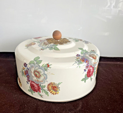 Mackenzie Childs Enamel Market Floral Cake Dome /Lid   No Platter