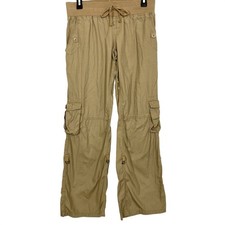 VTG Y2k Medium Grunge Brown Punk Lowrise Cotton Cargo Pants 2000s Wide Leg RARE