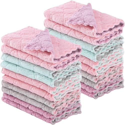 20 Pack Kitchen Dish Cloths Dish Towels,Super Absorbent Coral Fleece Cloth,Pr...